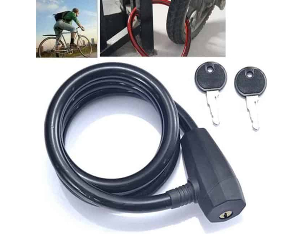 Catena di Sicurezza Acciaio Antifurto Bici Scooter Lucchetto 2 Chiavi 12x1200mm