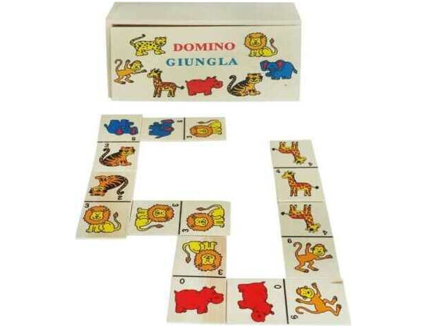 Domino per Bambini Gioco di Società Strategia con 28 Tessere Animali Giungla...
