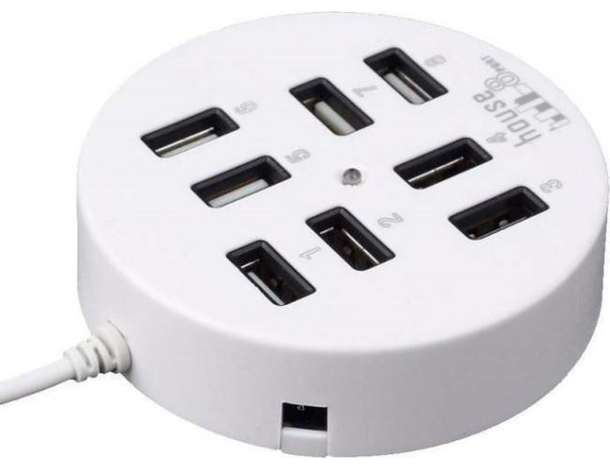 HUB 8 Porte USB Alimentatore Porta Chiavetta Pennetta LED Moltiplicatore 60cm