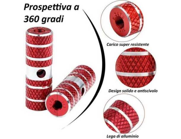 Pedane bici poggiapiedi asse anteriore posteriore ciclismo 11 x 2,3 cm accessori