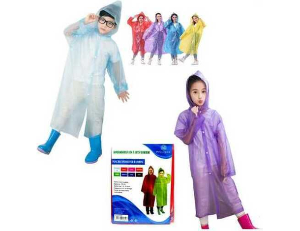 Poncho per Bambini Impermeabile con Cappuccio dai 7 ai 10 Anni Riutilizzabile