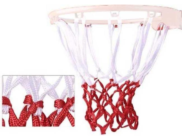 Rete basket senza canestro nylon resistente da agganciare rosso bianco annodata