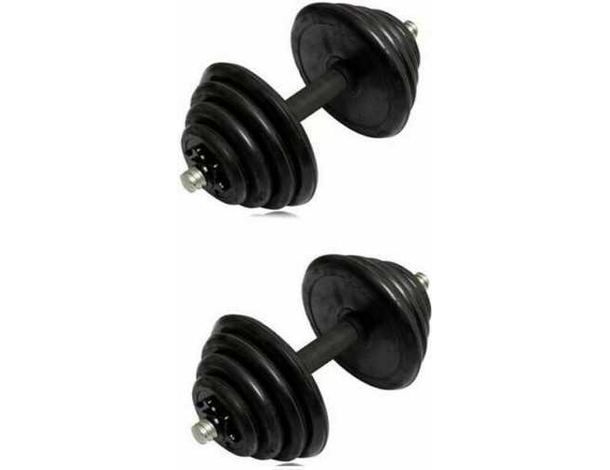 Set 2 Manubri Dischi Allenamento Completo 2 Pesi da 10kg Bilanciere Fitness