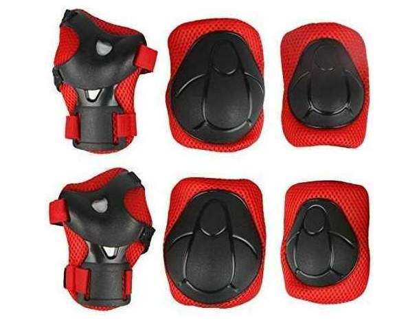 Set Protezione Sport Ginocchiere Para Gomiti Para Polsi con Cinghie Regolabili