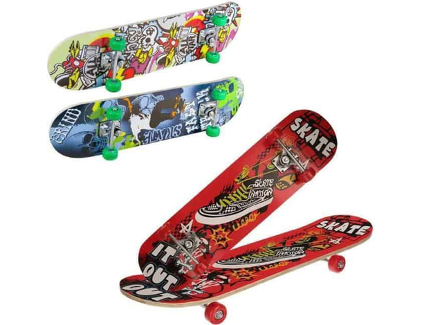 Skateboard con Rotelle 45x13cm Bambini Colorato Skate Legno Ragazzi Bambini