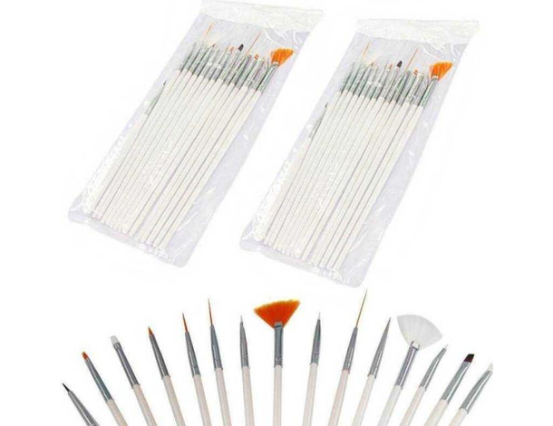 30x Pennelli di Precisione per Manicure 2 Set da 15 Decorazione Unghie Estetica