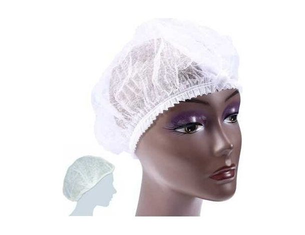250x Cuffia Monouso in TNT con Elastico Copricapo Cuoco Infermiera Bianco