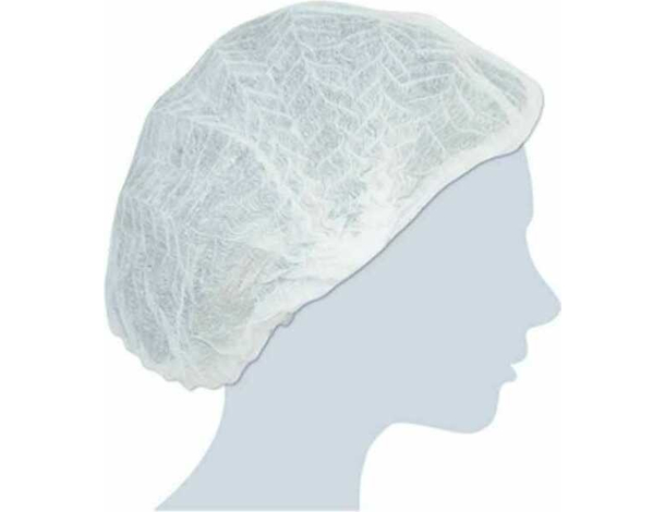 250x Cuffia Monouso in TNT con Elastico Copricapo Cuoco Infermiera Bianco 3