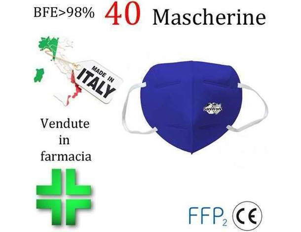 40x Mascherine FFP2 Italiane Certificate CE Colore Blu Monouso Naso Bocca 3