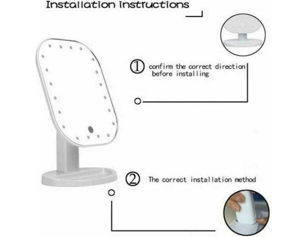 Specchio per trucco con 20 led te-b0143 luci rotazione di 180 gradi luce...