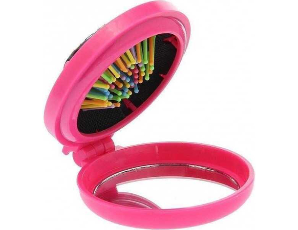 2x spazzola tonda pieghevole da viaggio ribaltabile specchietto vacanza...