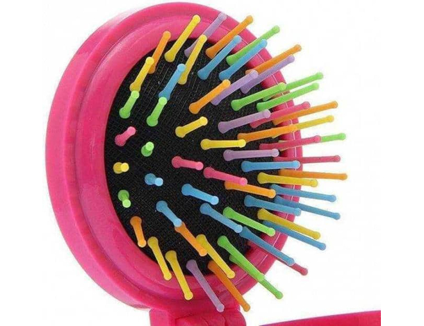 2x spazzola tonda pieghevole da viaggio ribaltabile specchietto vacanza...