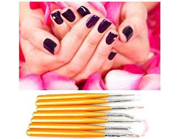 7x Pennelli Nail-Art Ricostruzione Unghie Decorazione Manicure Pedicure Smalto