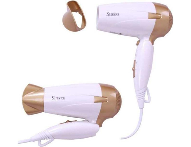Phon Asciugacapelli DW-1202 Oro Bianco Portatile da Viaggio Pieghevole 1700w