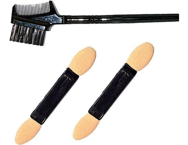 Kit Pennello e Pettine Sopracciglia Ciglia Make-up Trucco Occhi Ombretto Crema