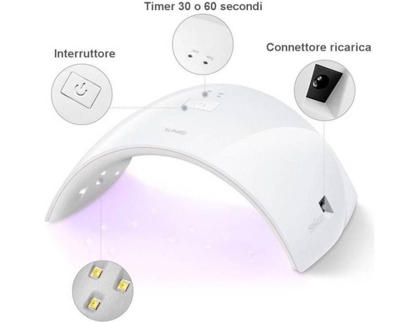 Lampada UV a Led con Timer Ricostruzione Unghie Smalto Gel Estetica...