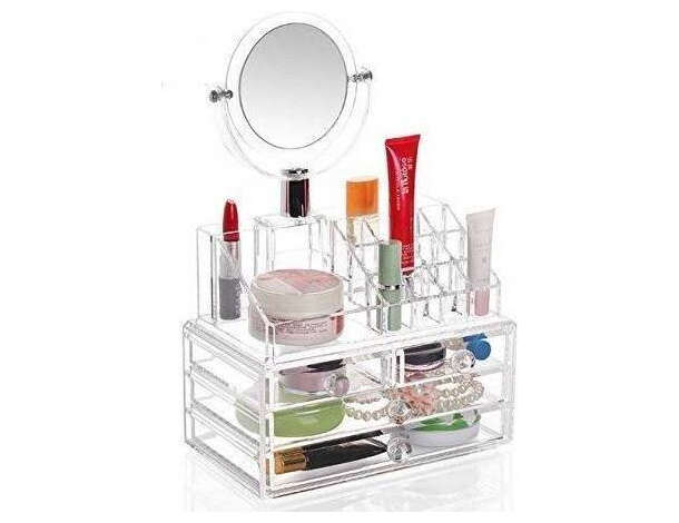 Organizzatore Make-up Porta Trucco Cosmetici con Specchio Donna Box 18285