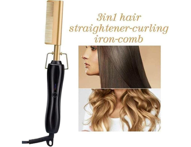 Piastra per capelli calda pettine lisci riscaldamento elettrico barba styling...