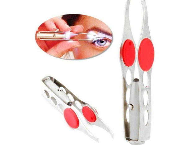 Pinzetta per Sopracciglia con Luce LED Precisione Peli Superflui Schegge...