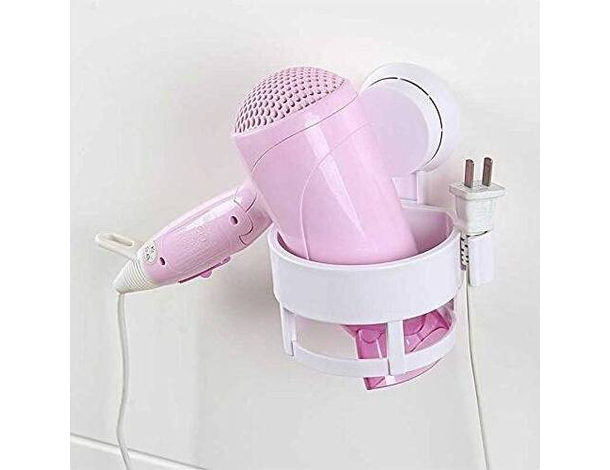 Porta Asciugacapelli Phon da Muro Fissaggio a Ventosa Plastica Dura Bagno 4