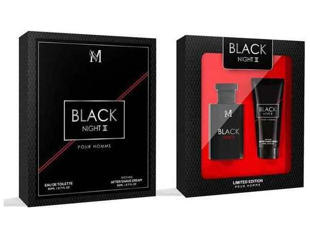Set Regalo Uomo Black Night Cofanetto Profumo Spray Dopobarba Per Lui 100ml
