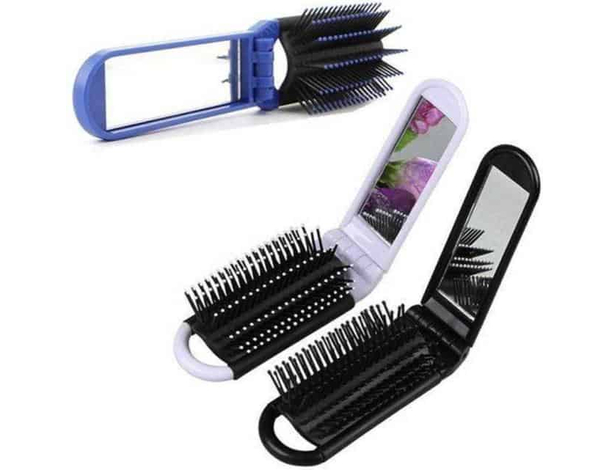 Spazzola da Viaggio Pieghevole Tascabile con Specchio Bambini Donna Uomo...