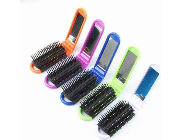 Spazzola da Viaggio Pieghevole Tascabile con Specchio Bambini Donna Uomo...