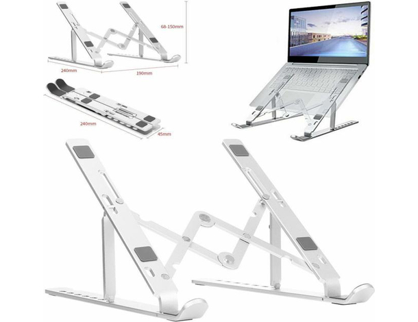Supporto PC Portatile Notebook Regolabile Metallo Leggero e Sicuro LS-23 2