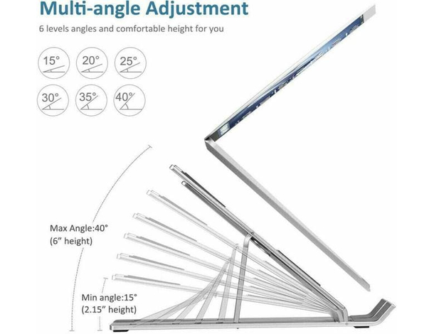 Supporto PC Portatile Notebook Regolabile Metallo Leggero e Sicuro LS-23 4