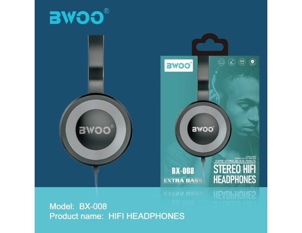 Cuffie Stereo Hi-Fi Sound Headset Con Filo 120 cm Jack 3.5mm Extra Bass BX008...