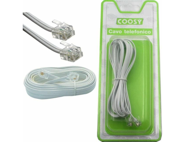 Cavo Telefonico 20 Metri Collegamento Modulare DSL Modem Plug RJ11 Telefono...