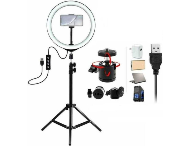 Anello Luminoso Ring Light a Led 26cm Foto Video Cellulare Selfie Treppiedi 2m