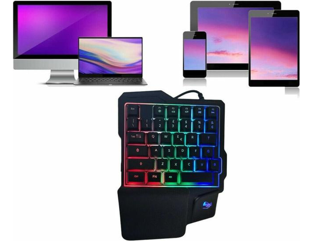 Tastiera Gaming Una Sola Mano Da 35 Tasti Cablati con Retroilluminazione RGB