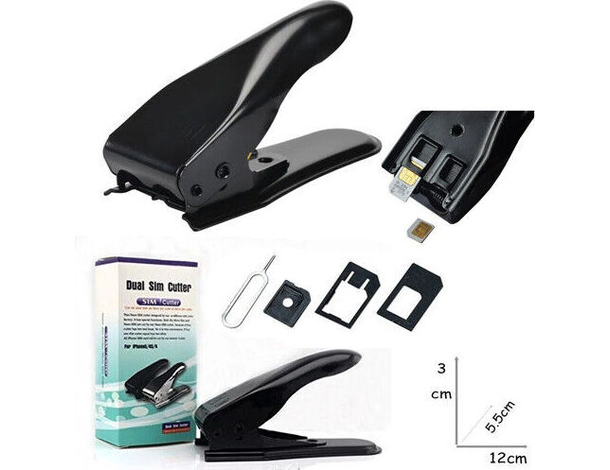 Dual Sim Cutter Taglia Scheda Doppio Mini Micro Adattore Pratico da Usare Nero