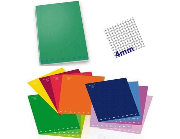 10x quaderno monocromo by pigna a4 tinta unita 80g a quadretti 4 mm - 4m