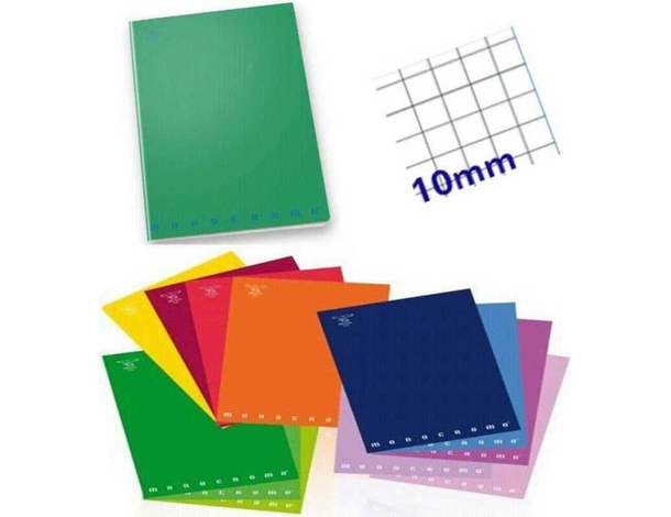 10x quaderno monocromo by pigna a4 tinta unita 80g a quadretti grandi 1 cm