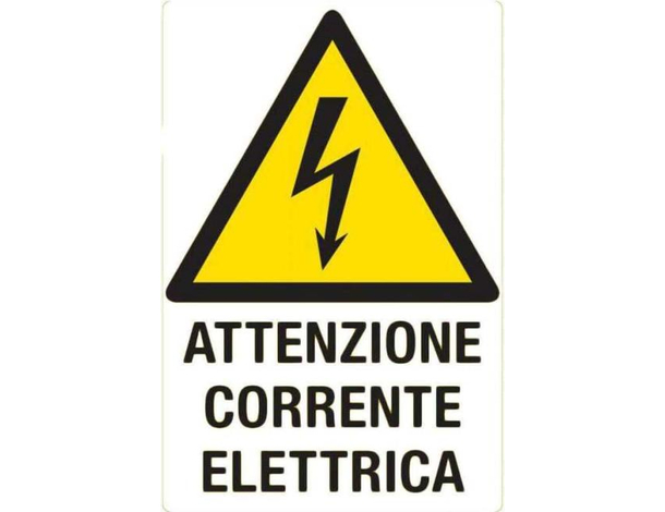 12x Cartello "Attenzione Corrente Elettrica" 20x30 cm Plastificato in PVC
