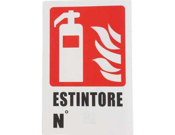 12x Cartello "Estintore n." Plastificato PVC  20x30cm Segnale Antincendio