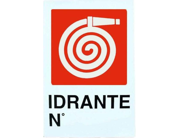 12x Cartello "Idrante N." Plastificato PVC 20x30 cm Segnaletica Antincendio