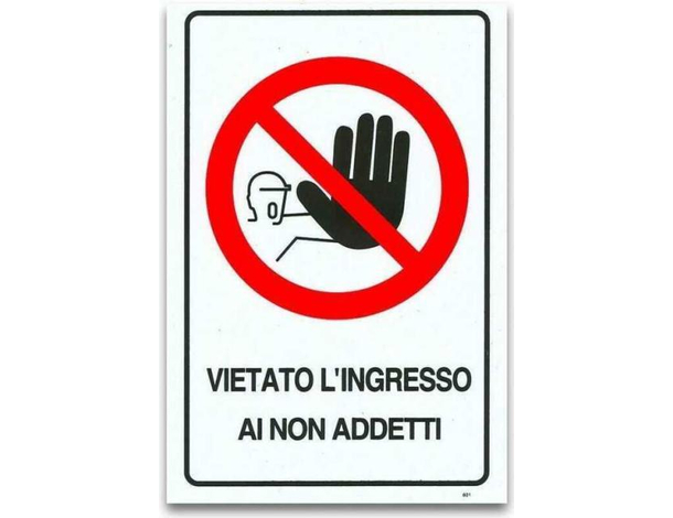 12x Cartello "Vietato Ingresso Ai Non Addetti" Plastificato PVC 20x30 cm