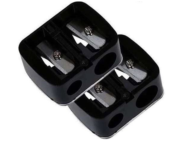 2x Temperino Matita Occhi Grande Piccola Plastica Senza Coperchio Due Lame