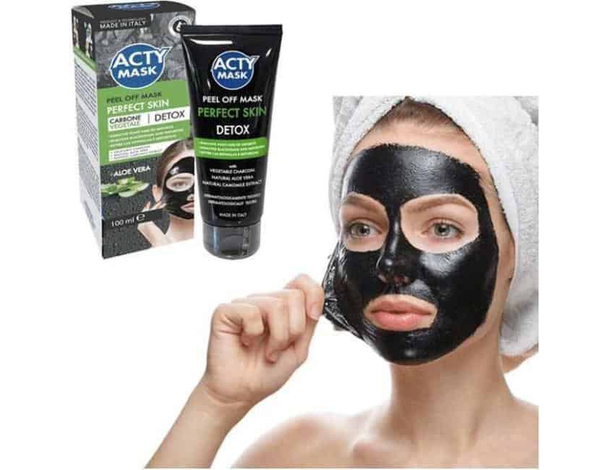Maschera Carbone Vegetale Nera Peel Off Punti Neri Pulizia Viso Detox da 100ml