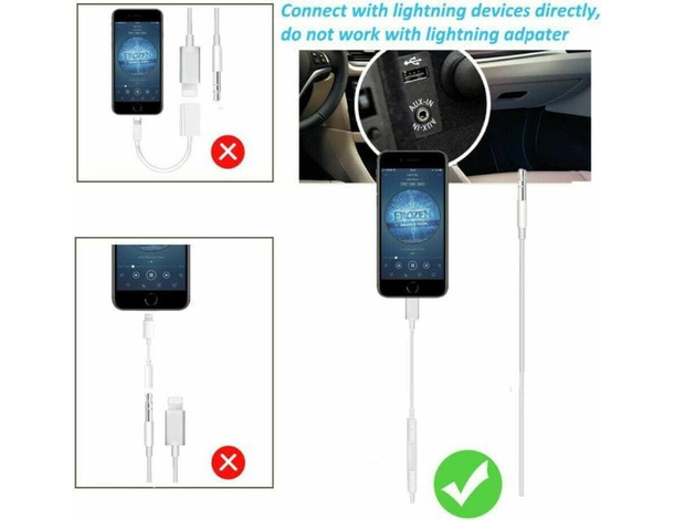 Cavo AUX Compatibile Iphone Device Casa Auto Attacco Lightning 8 Pin Jack 3,5...