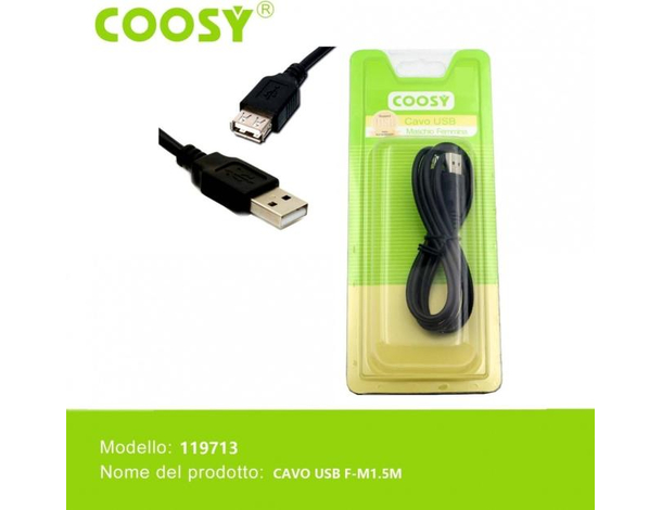 Cavo Usb 2.0 Maschio Femmina 1.5 Metri Prolunga Estensione Collegamento...
