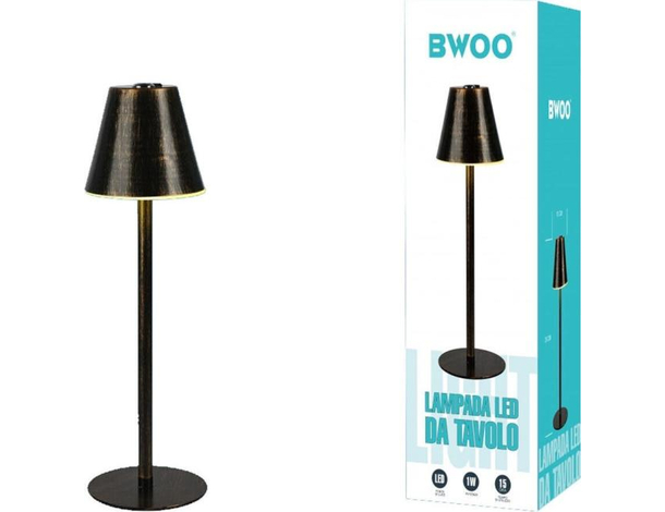 Lampada Led Abat-Jour in Metallo Senza Fili Ricaricabile 3 Intensità Touch 1/5w