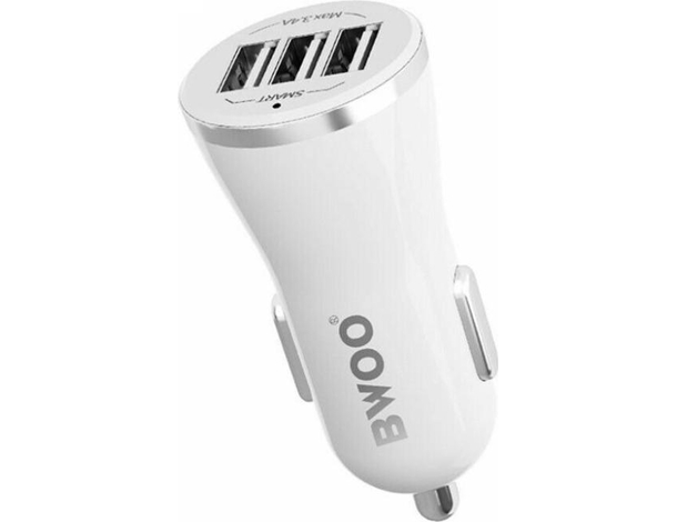Caricabatterie Cellulare da Auto Presa Accendi Sigari Triplo USB 3.4A 12/24V