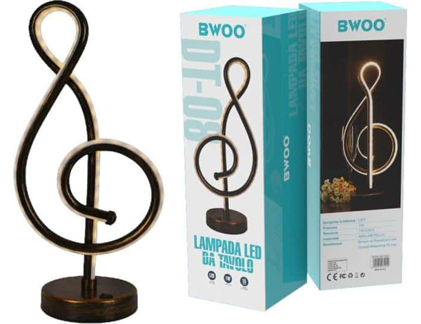 Lampada Chiave di Violino Luce Calda Led Nota Musicale Metallo Ricaricabile 1w