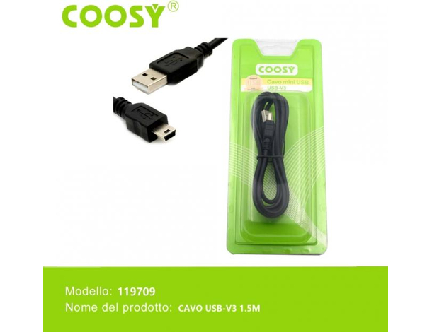Cavo USB 1.5 Metri Mini USB 2.0 Collegamento Hard Disk Telecamere Multiuso 12