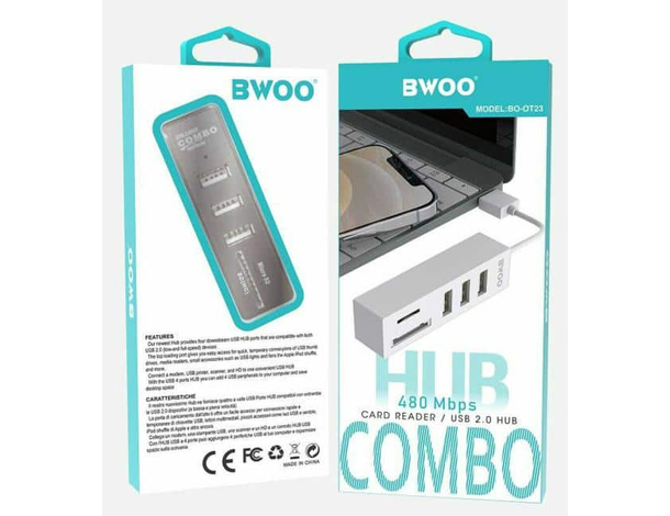 Hub Adattatore PC BO-OT23 Computer Alta Velocità USB 2.0 4 Porte SD Micro...