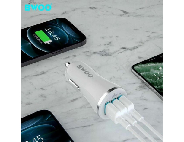 Caricabatterie Cellulare da Auto Presa Accendi Sigari Triplo USB 3.4A 12/24V...